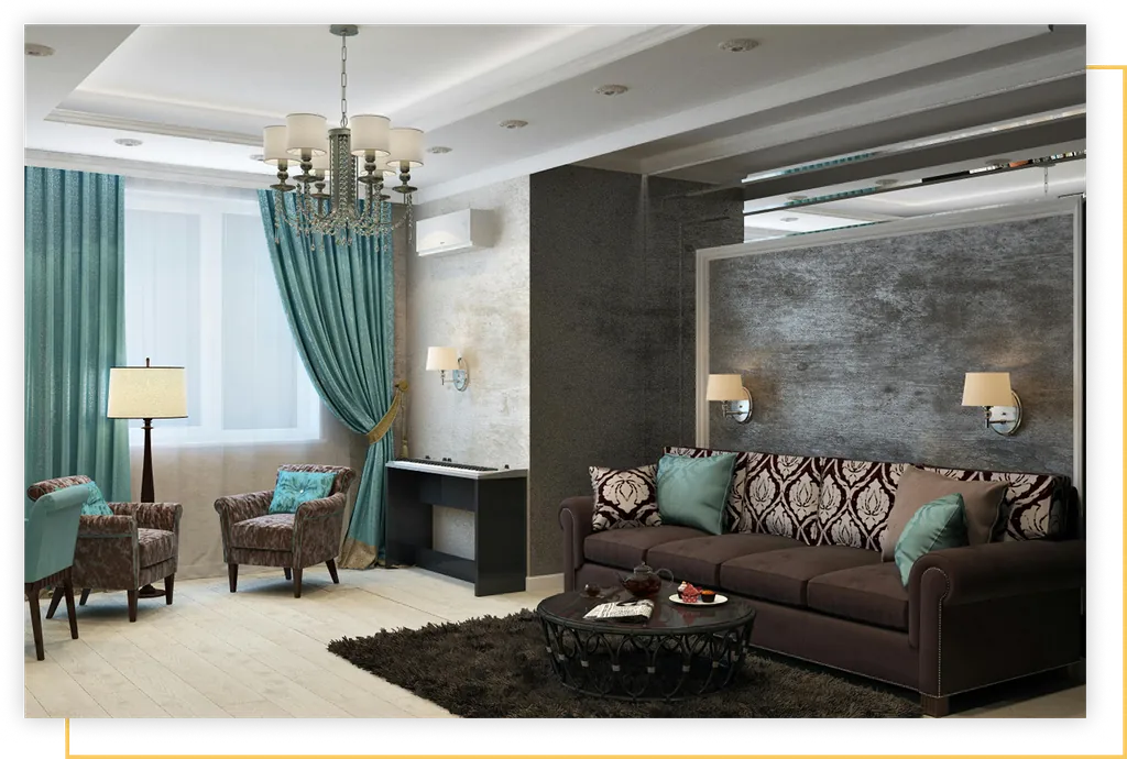 Luxury living room by luxury interior designers in Bangalore, The KariGhars